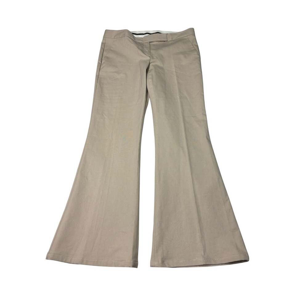 Theory Khaki Tan Flared Wide Leg‎ Trousers Pants Size 12 W36 L31 Made in USA